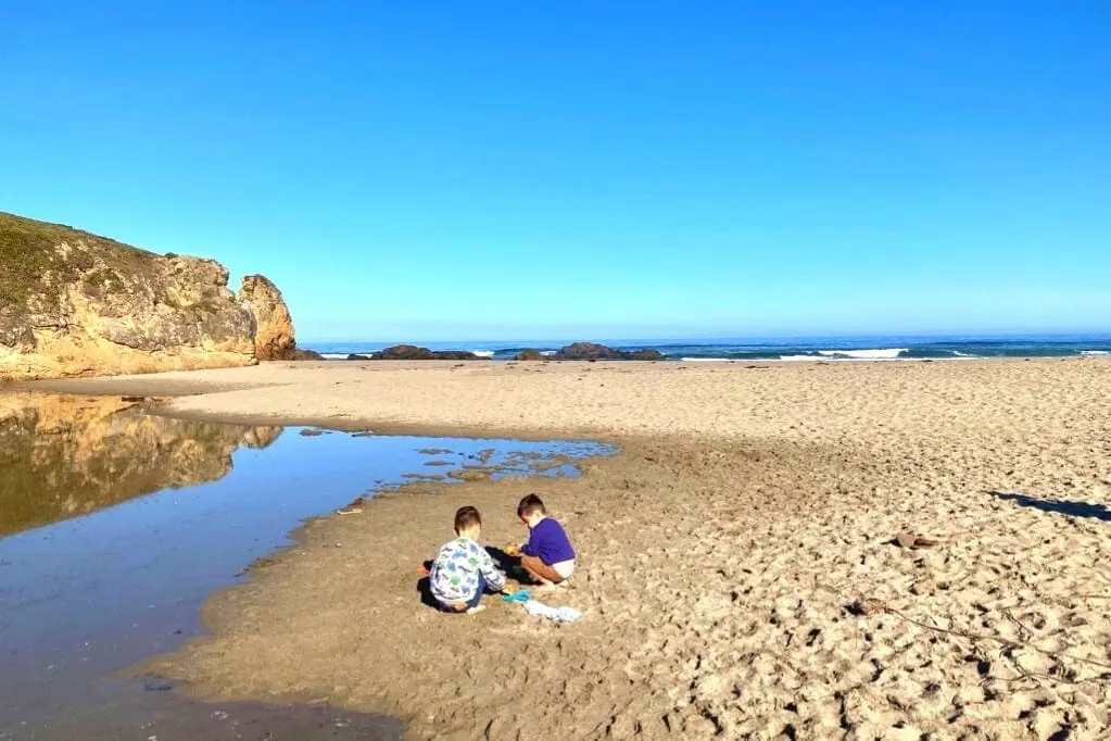 The boys playing on Pudding Creek Beach, a fast favorite. They preferred the creek to the ocean.